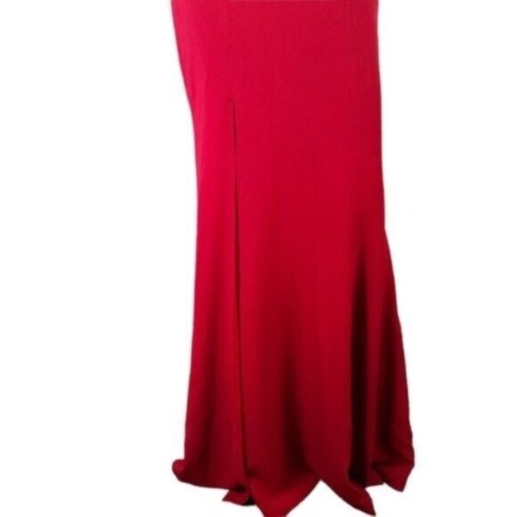 Dress The Population Sandra Plunging V-neck Sleeveless Formal Gown Red Medium - Picture 4 of 6
